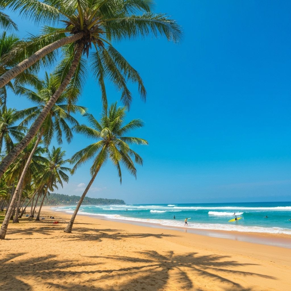Bali beach with palm trees